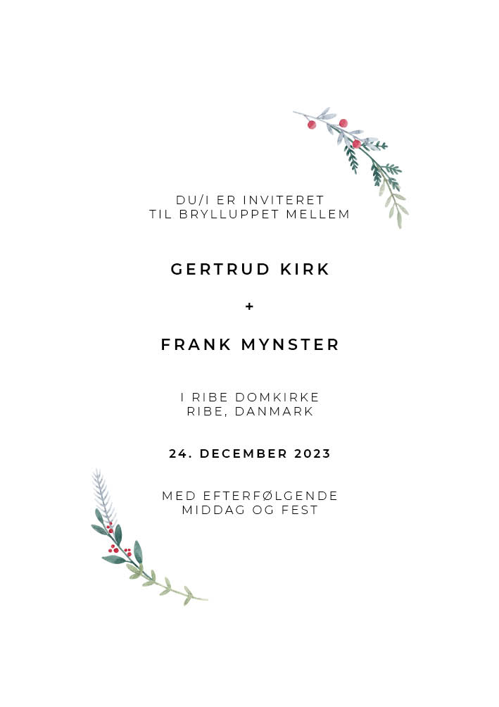 Invitationer - Gertrud & Kirk Bryllupsinvitation